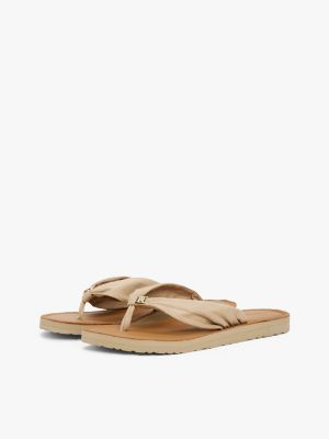 multi th monogram plaque flip-flops for women tommy hilfiger