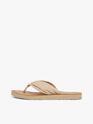 multi th monogram plaque flip-flops for women tommy hilfiger