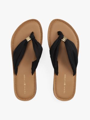 multi th monogram plaque flip-flops for women tommy hilfiger