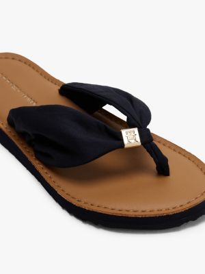 brown th monogram plaque flip-flops for women tommy hilfiger