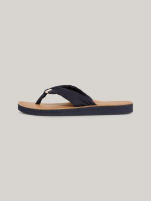 Elevated Ruched Strap Flat Beach Sandals | Blue | Tommy Hilfiger