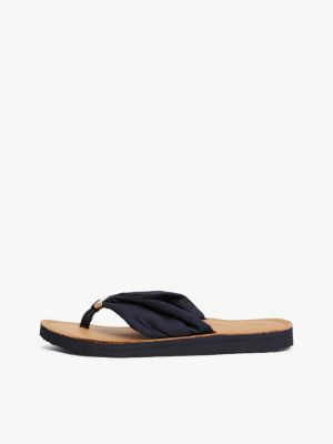 Elevated Ruched Strap Flat Beach Sandals | Blue | Tommy Hilfiger