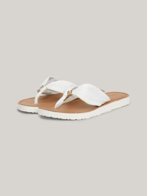 White Foam Extreme High Ruched Strap Platform Flip Flops