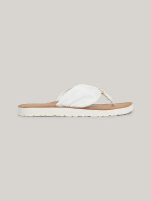 Elevated Ruched Strap Flat Beach Sandals | White | Tommy Hilfiger