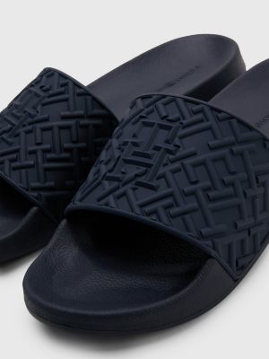 TH Monogram Pool Slides BLUE Tommy Hilfiger