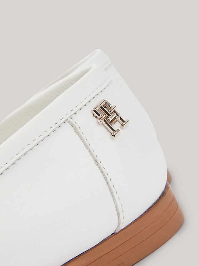 white casual loafer van leer voor dames - tommy hilfiger