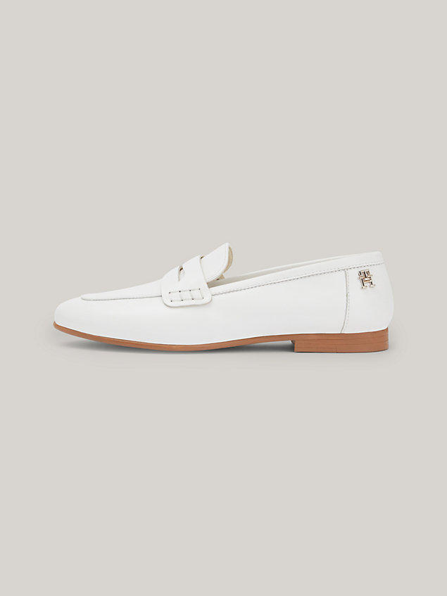 white casual loafer van leer voor dames - tommy hilfiger