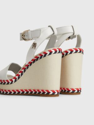 Sandales en cuir talon haut compens BLANC Tommy Hilfiger