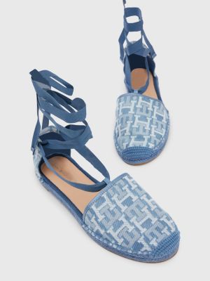 Tommy Hilfiger Monogram Wedge Espadrilles, Blue Denim at John