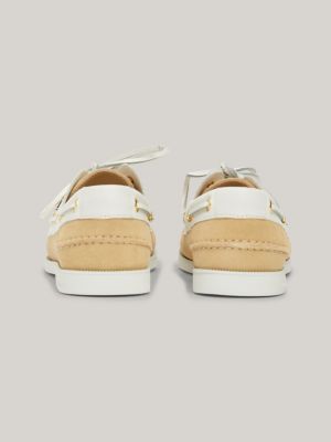 Suede Colour Blocked Boat Shoes Beige Tommy Hilfiger
