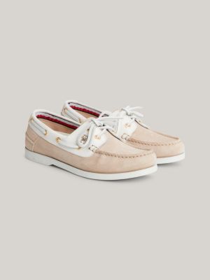 Plateau lus Leuk vinden Leren bootschoen met veters en monogram | ROZE | Tommy Hilfiger