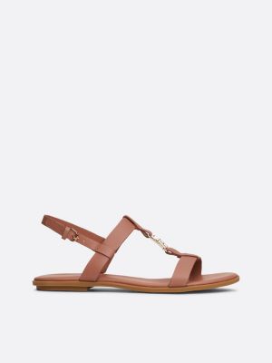 Sandales slingback a monogramme TH en cuir Marron Tommy Hilfiger