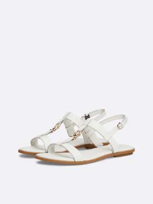 sandalias planas con talón descubierto white de mujeres tommy hilfiger