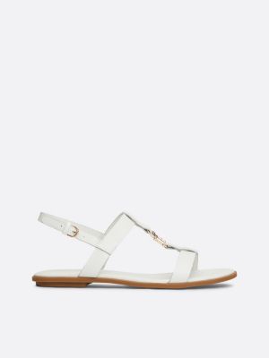 sandalias planas con talón descubierto white de mujeres tommy hilfiger