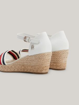 Tommy Hilfiger Monogram Wedge Espadrilles, White Denim at John