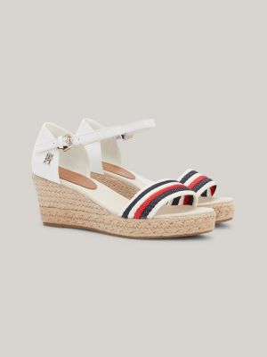 Tommy Hilfiger Monogram Wedge Espadrilles, White Denim at John