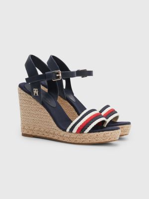 martelen Leggen hond Espadrille-sandaal met sleehak en monogram | BLAUW | Tommy Hilfiger