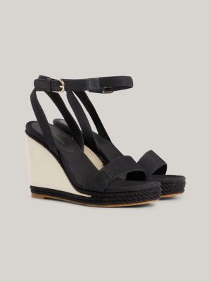 Thriller marxistisk Porto Rope Detail High Wedge Sandals | BLACK | Tommy Hilfiger