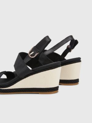 Espadrilles talon mi haut compens NOIR Tommy Hilfiger