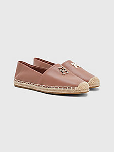 brown essential leather espadrilles for women tommy hilfiger