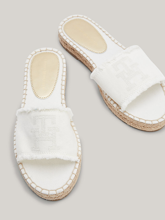 white denim flat slip-on espadrille sandals for women tommy hilfiger