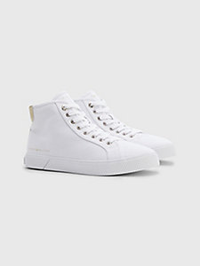 white essential metallic high-top trainers for women tommy hilfiger