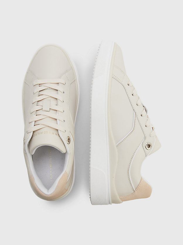 MISTY BLUSH Leather Court Trainers for women TOMMY HILFIGER