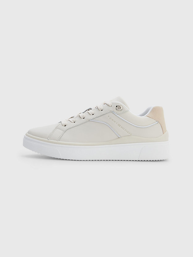 MISTY BLUSH Leather Court Trainers for women TOMMY HILFIGER