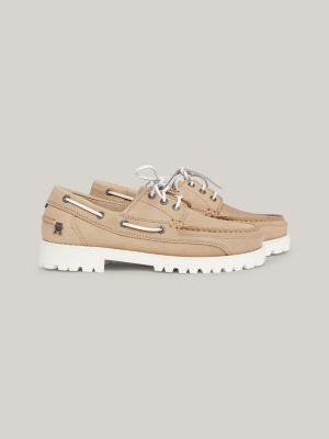 Tommy Hilfiger leather boat shoe in brown