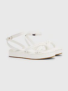 white rope detail ankle strap sandals for women tommy hilfiger