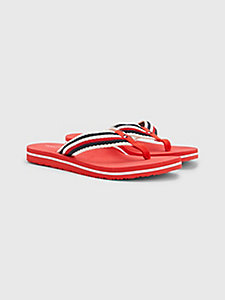 orange essential signature strap flip-flops for women tommy hilfiger