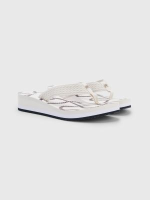 Rope Print Mid Wedge FlipFlops BEIGE Tommy Hilfiger