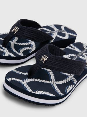 Rope Print Mid Wedge FlipFlops BLUE Tommy Hilfiger