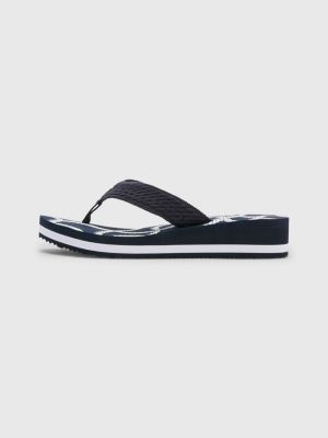 Rope Print Mid Wedge FlipFlops BLUE Tommy Hilfiger