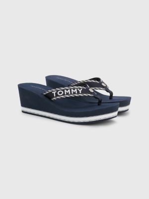 Logo bing High Wedge FlipFlops BLUE Tommy Hilfiger