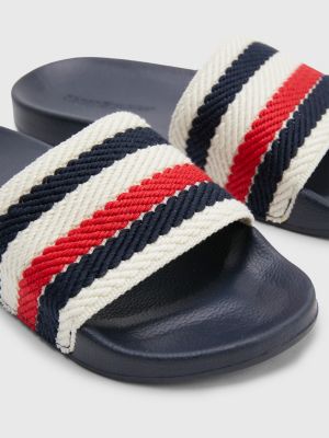 Essential Signature bing Pool Slides BLUE Tommy Hilfiger