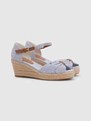 Astrolabe Swipe hoppe Seersucker High Wedge Espadrille Sandals | BLUE | Tommy Hilfiger