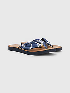 blau elevated sandale mit seil-print für damen - tommy hilfiger