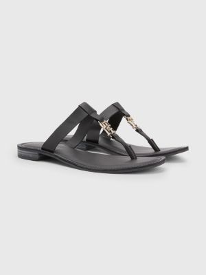 Sandalias esclavas de piel | NEGRO | Tommy Hilfiger