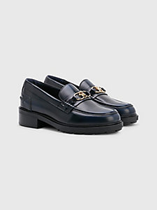 blue crest leather loafers for women tommy hilfiger