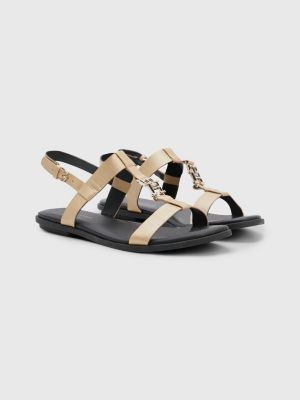 sektor Ledelse ego Leather Flat Strappy Sandals | YELLOW | Tommy Hilfiger