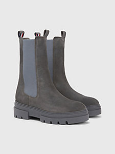 grey suede platform chelsea boots for women tommy hilfiger
