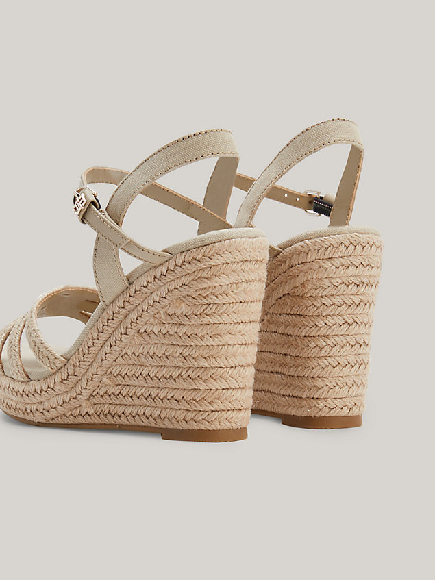 khaki essential high wedge sandals for women tommy hilfiger