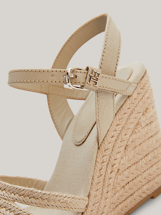 khaki essential high wedge sandals for women tommy hilfiger