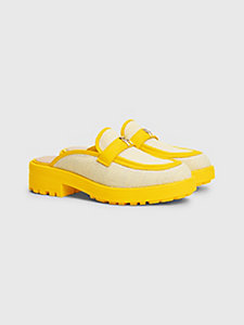 gelb gewebte pantoletten-loafer für damen - tommy hilfiger