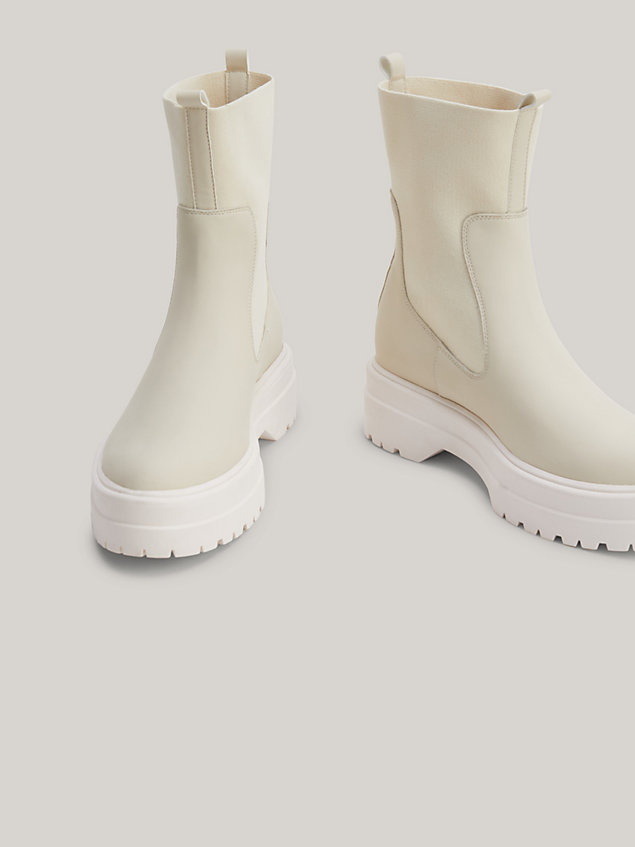 beige chunky cleat rain boots for women tommy hilfiger