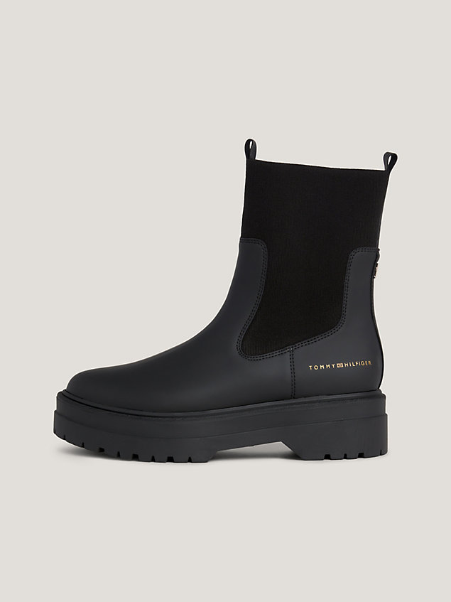 black chunky cleat rain boots for women tommy hilfiger