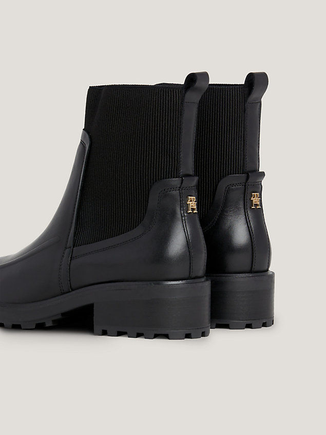 black leather ankle boots for women tommy hilfiger