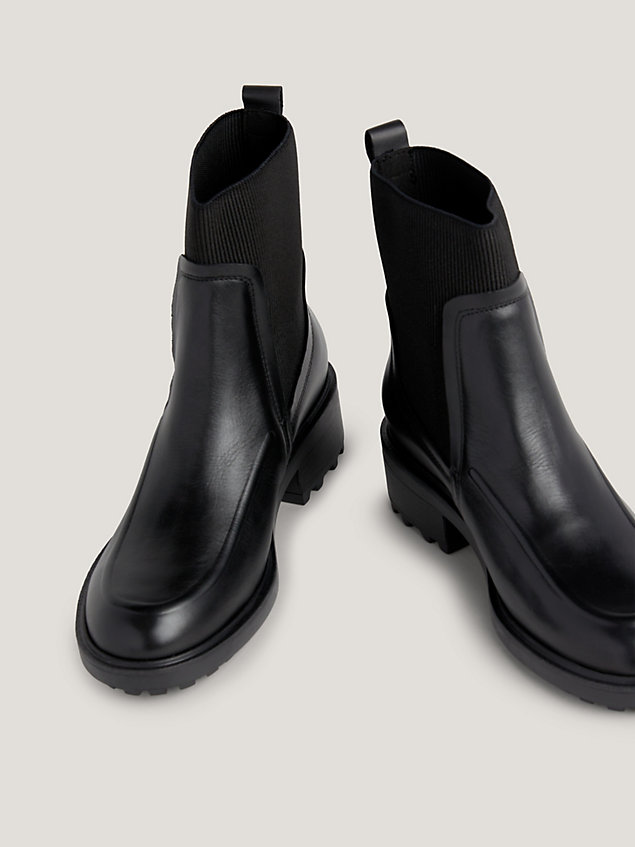 black skórzane buty do kostki dla kobiety - tommy hilfiger
