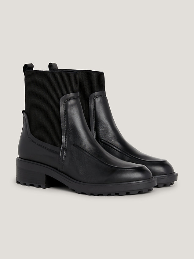 black leather ankle boots for women tommy hilfiger